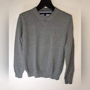 Tommy Hilfiger Sweater Gray Men's Medium Cotton Crew Neck Logo